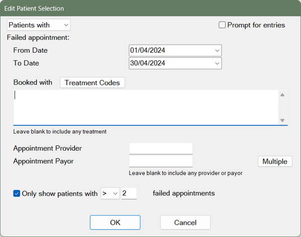 EXACT Patient Lists: Failed Appointment Occurrences